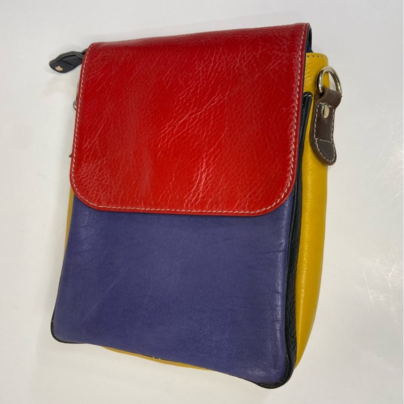 Vintage Leather color Block Crossbody bag - Picture 15 of 16